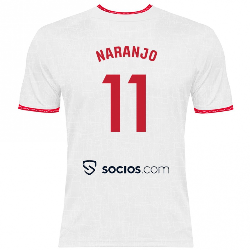 Kids Football Mario Naranjo #11 White Red Home Jersey 2024/25 T-Shirt Canada