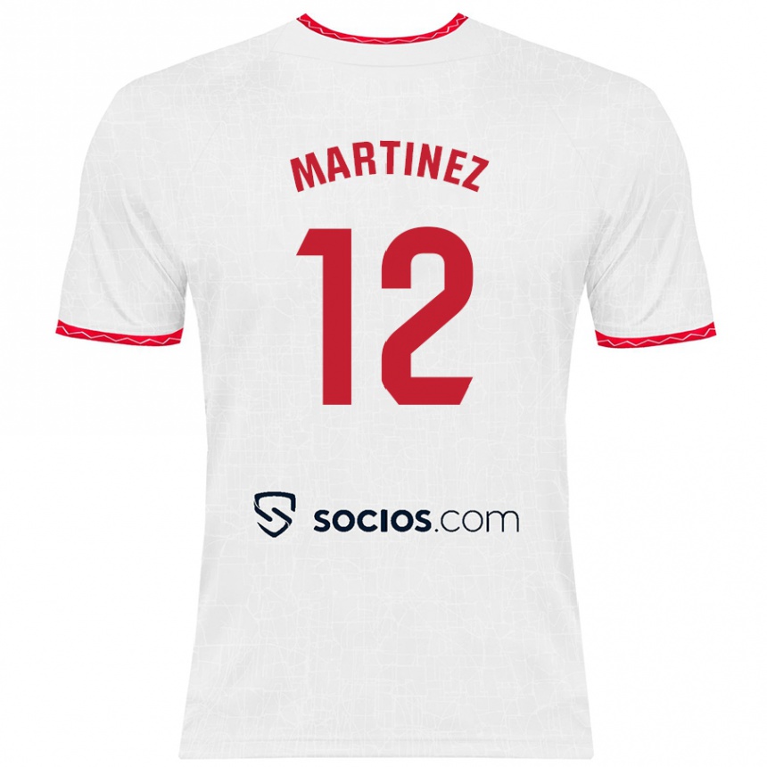 Kids Football Gabri Martinez #12 White Red Home Jersey 2024/25 T-Shirt Canada