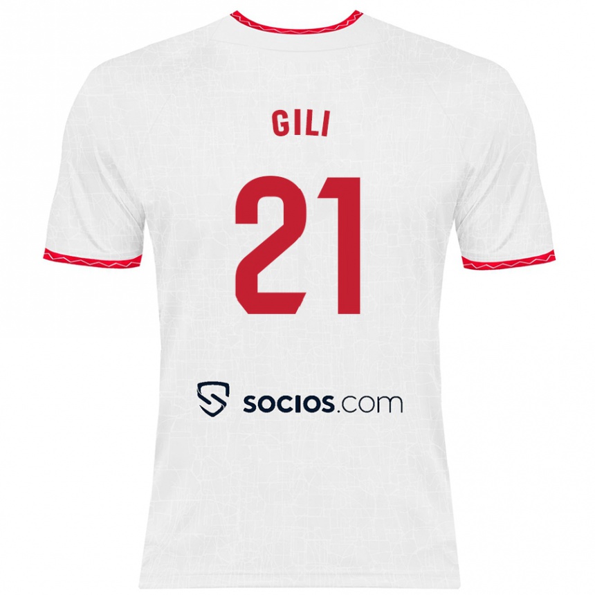 Enfant Football Maillot Gemma Gili #21 Blanc Rouge Tenues Domicile 2024/25 Canada