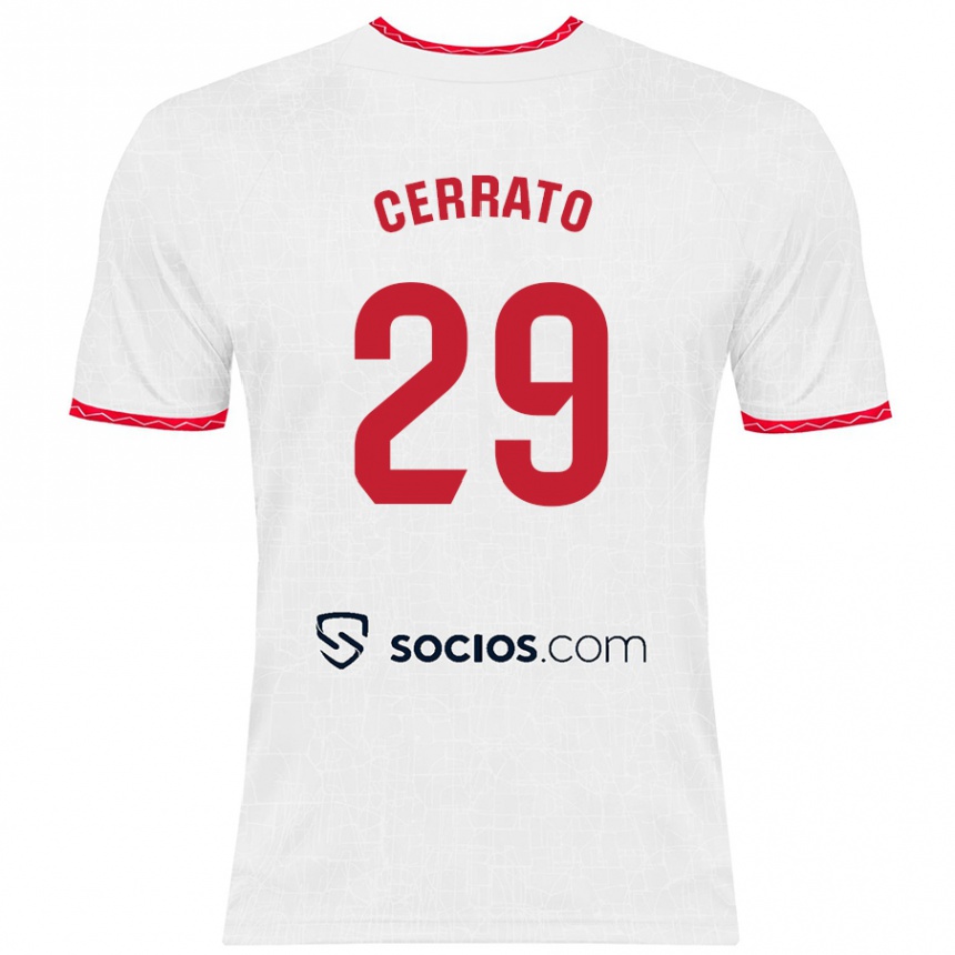 Kids Football Alba Cerrato Izquierdo #29 White Red Home Jersey 2024/25 T-Shirt Canada