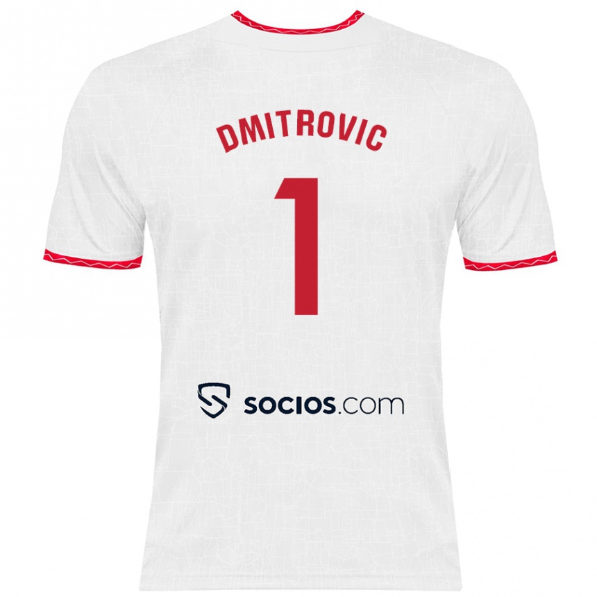 Kids Football Marko Dmitrović #1 White Red Home Jersey 2024/25 T-Shirt Canada