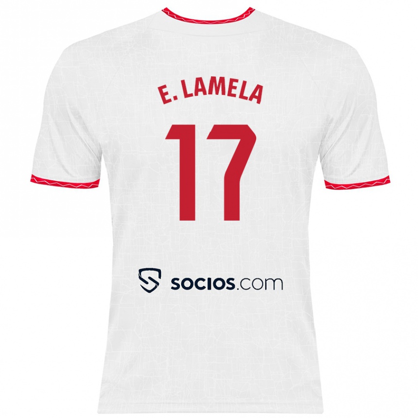 Enfant Football Maillot Erik Lamela #17 Blanc Rouge Tenues Domicile 2024/25 Canada