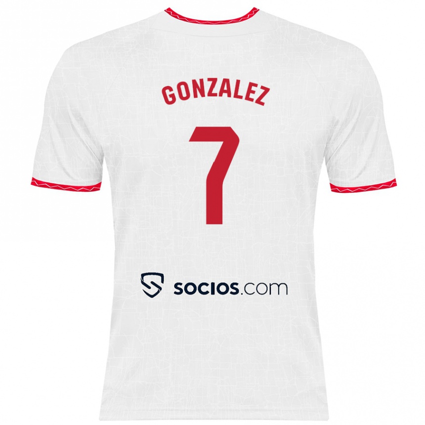 Enfant Football Maillot Juan González #7 Blanc Rouge Tenues Domicile 2024/25 Canada