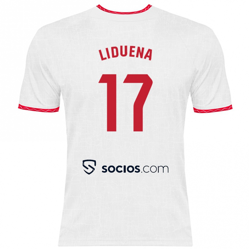 Kids Football Daniel Lidueña #17 White Red Home Jersey 2024/25 T-Shirt Canada