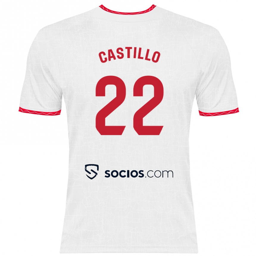 Enfant Football Maillot José Castillo #22 Blanc Rouge Tenues Domicile 2024/25 Canada