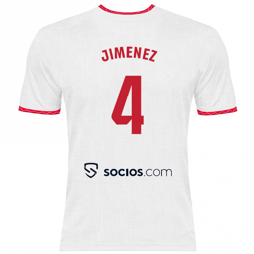 Enfant Football Maillot Diego Jiménez #4 Blanc Rouge Tenues Domicile 2024/25 Canada