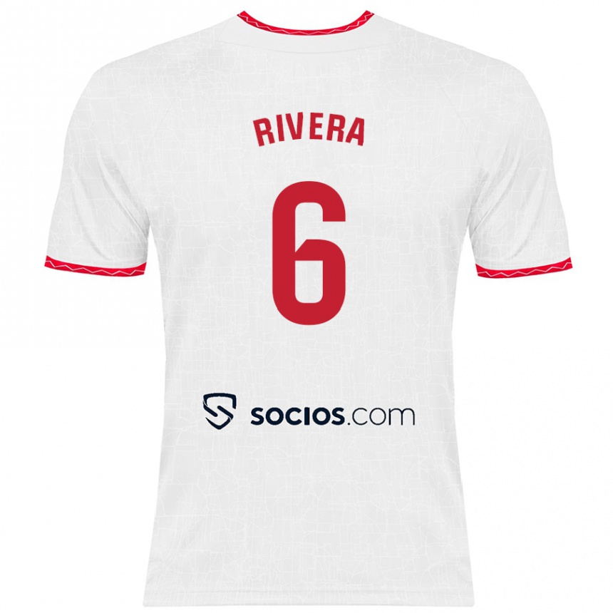 Enfant Football Maillot Pablo Rivera #6 Blanc Rouge Tenues Domicile 2024/25 Canada