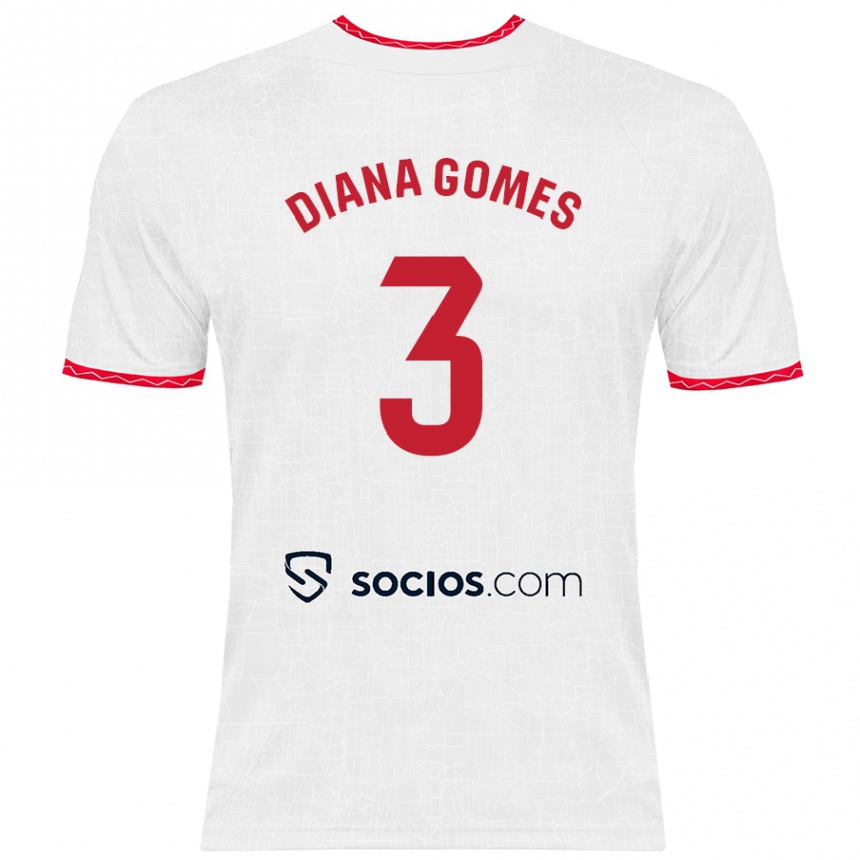 Kids Football Diana Catarina Ribeiro Gomes #3 White Red Home Jersey 2024/25 T-Shirt Canada