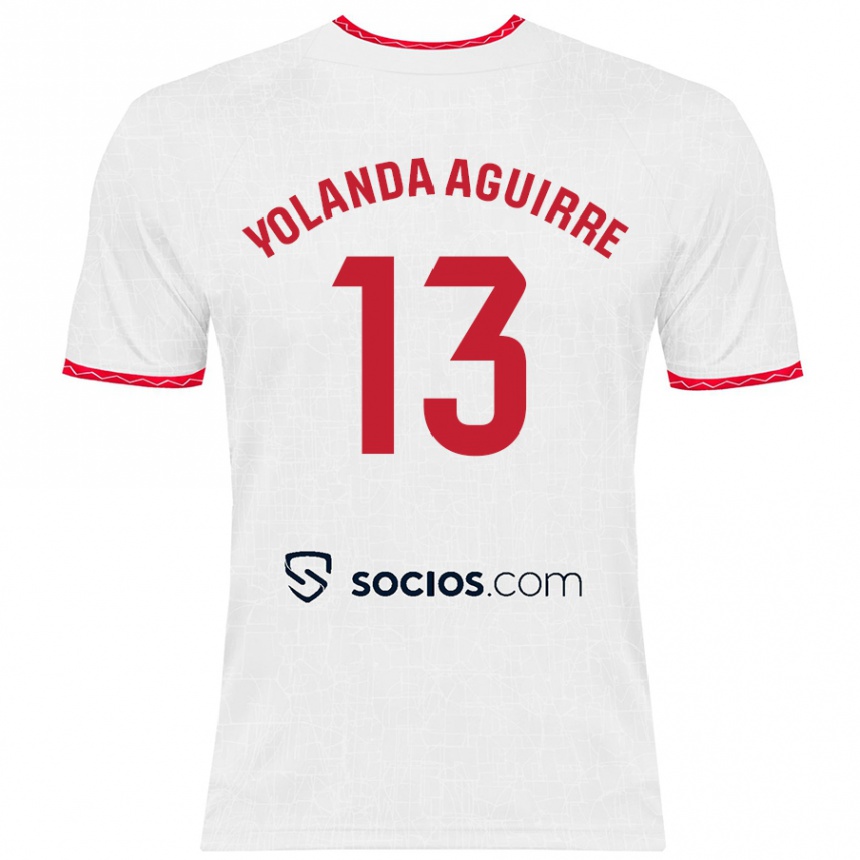 Kids Football Yolanda Aguirre Gutiérrez #13 White Red Home Jersey 2024/25 T-Shirt Canada