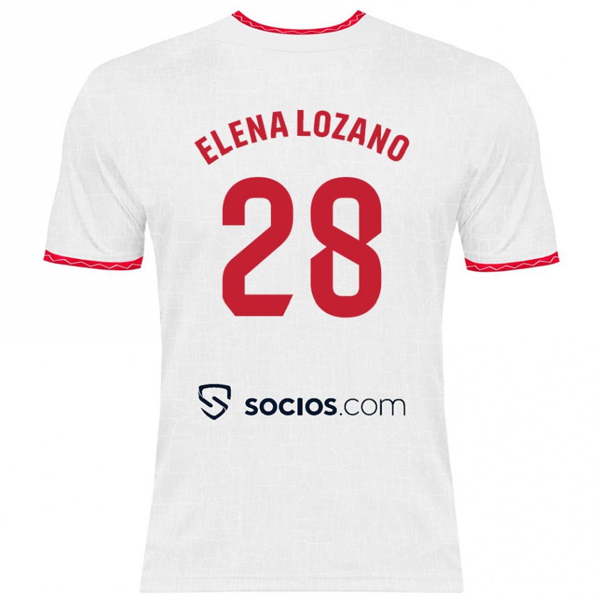 Kids Football Elena Lozano Gallego #28 White Red Home Jersey 2024/25 T-Shirt Canada