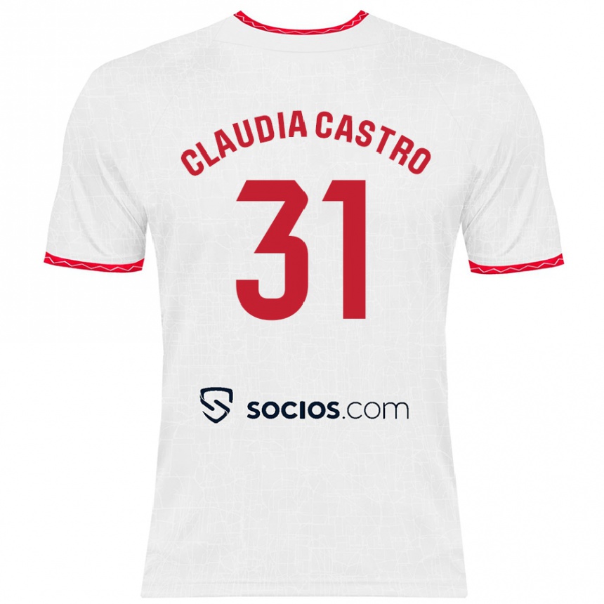 Enfant Football Maillot Claudia Castro Romero #31 Blanc Rouge Tenues Domicile 2024/25 Canada