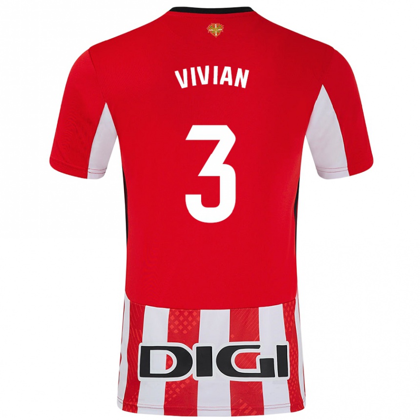 Kids Football Dani Vivian #3 Red White Home Jersey 2024/25 T-Shirt Canada