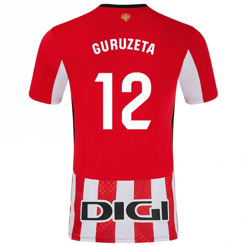 Kids Football Gorka Guruzeta #12 Red White Home Jersey 2024/25 T-Shirt Canada