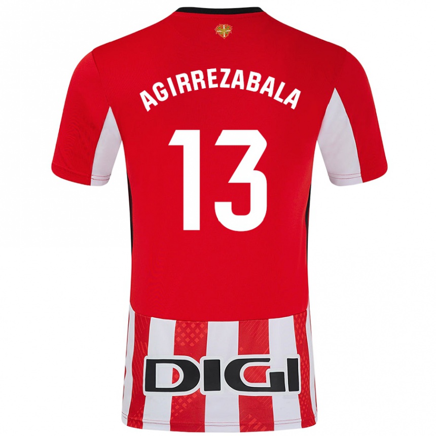 Enfant Football Maillot Julen Agirrezabala #13 Rouge Blanc Tenues Domicile 2024/25 Canada