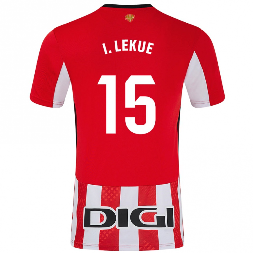 Kids Football Iñigo Lekue #15 Red White Home Jersey 2024/25 T-Shirt Canada