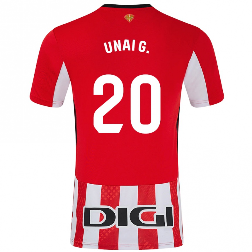 Kids Football Unai Gómez #20 Red White Home Jersey 2024/25 T-Shirt Canada