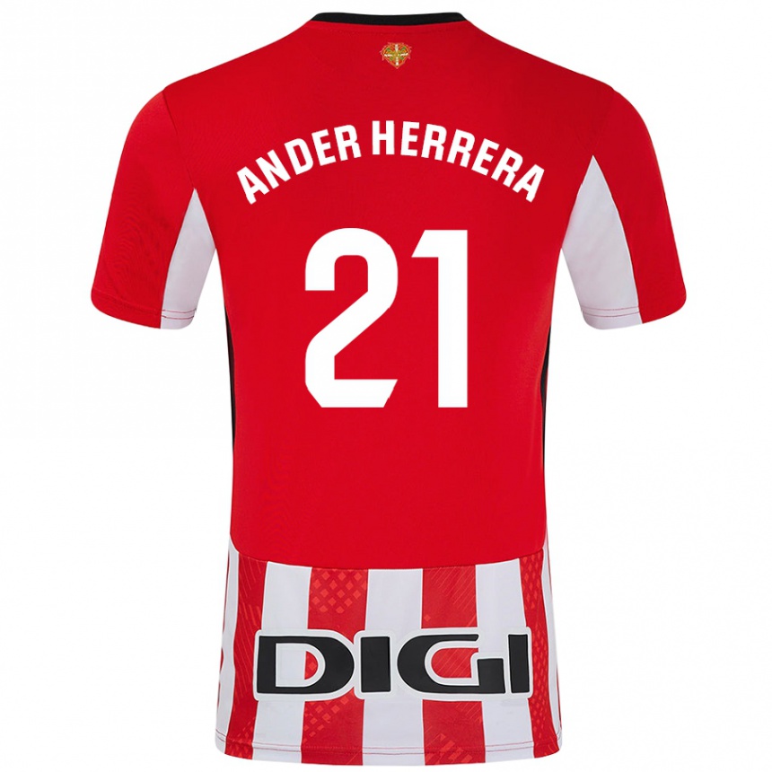 Enfant Football Maillot Ander Herrera #21 Rouge Blanc Tenues Domicile 2024/25 Canada