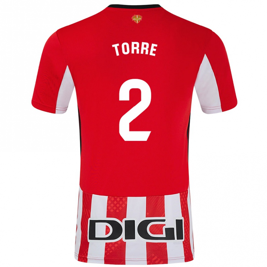 Kids Football Maddi Torre #2 Red White Home Jersey 2024/25 T-Shirt Canada