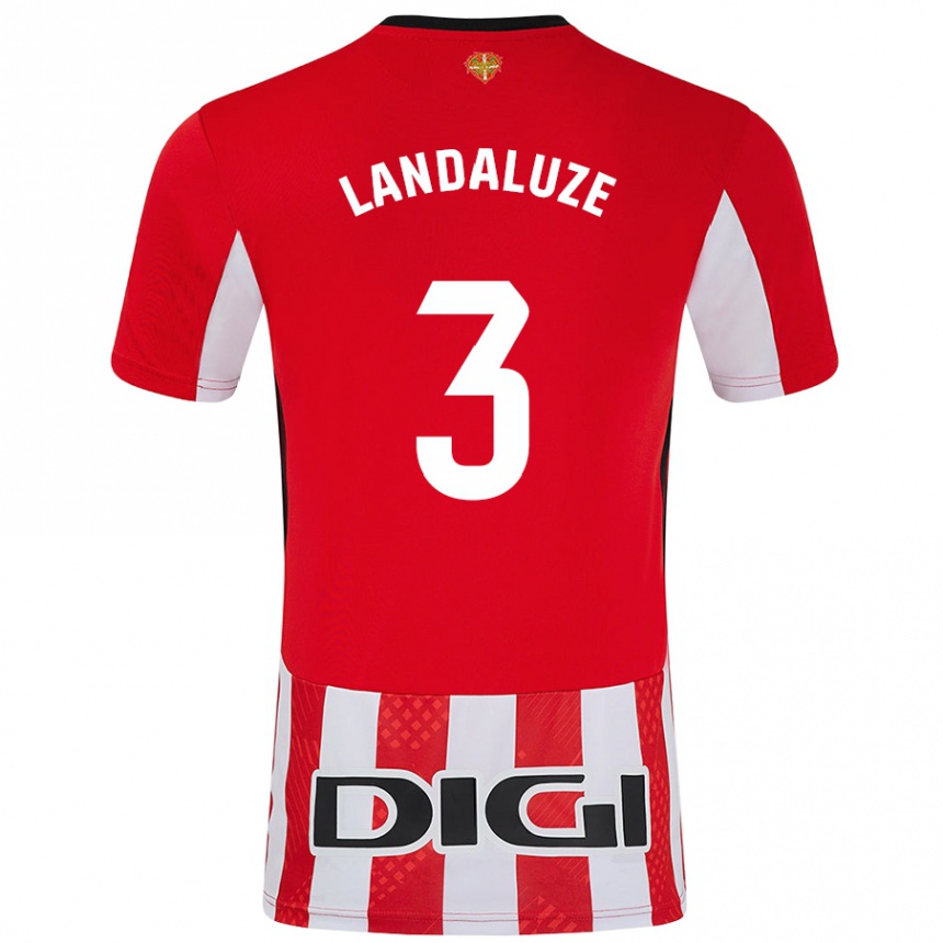 Kids Football Naia Landaluze Marquínez #3 Red White Home Jersey 2024/25 T-Shirt Canada