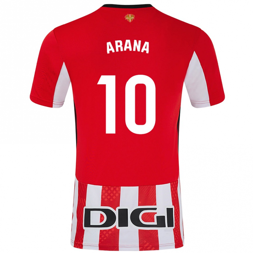 Kids Football Paula Arana Montes #10 Red White Home Jersey 2024/25 T-Shirt Canada