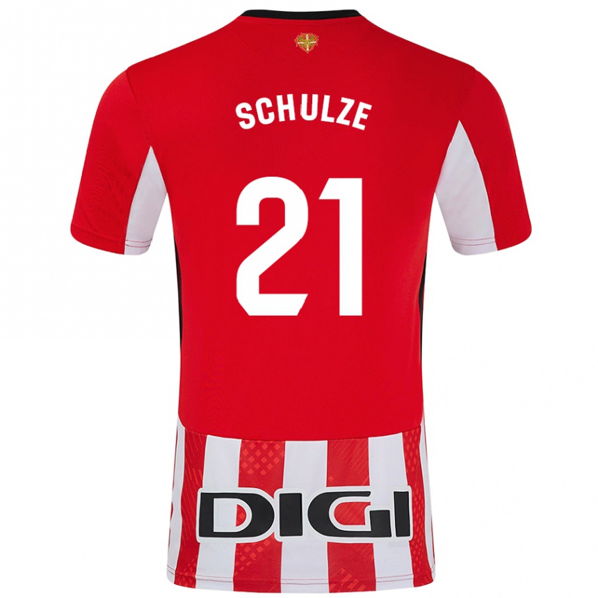 Enfant Football Maillot Bibiane Schulze #21 Rouge Blanc Tenues Domicile 2024/25 Canada