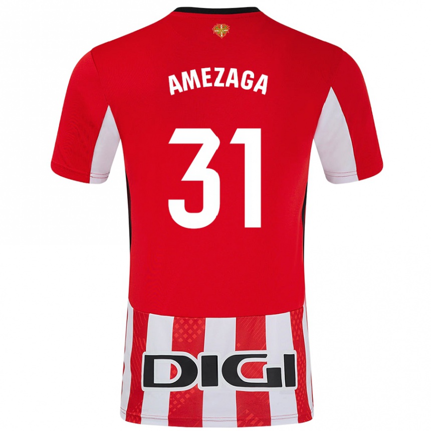 Kids Football Jone Amezaga #31 Red White Home Jersey 2024/25 T-Shirt Canada