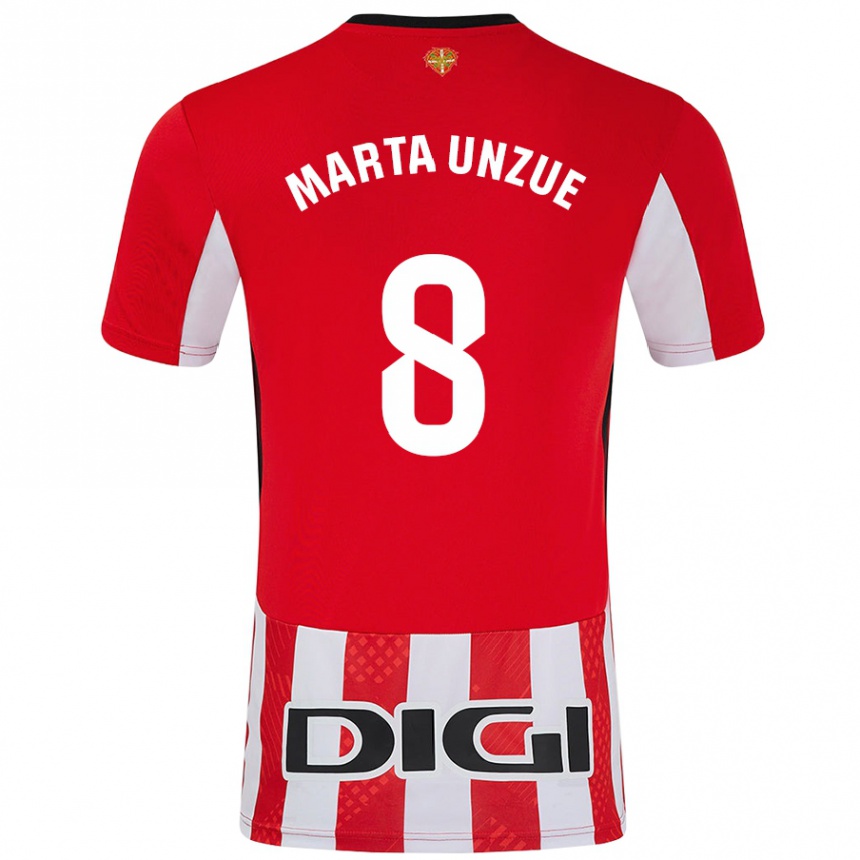 Kids Football Marta Unzué Urdániz #8 Red White Home Jersey 2024/25 T-Shirt Canada