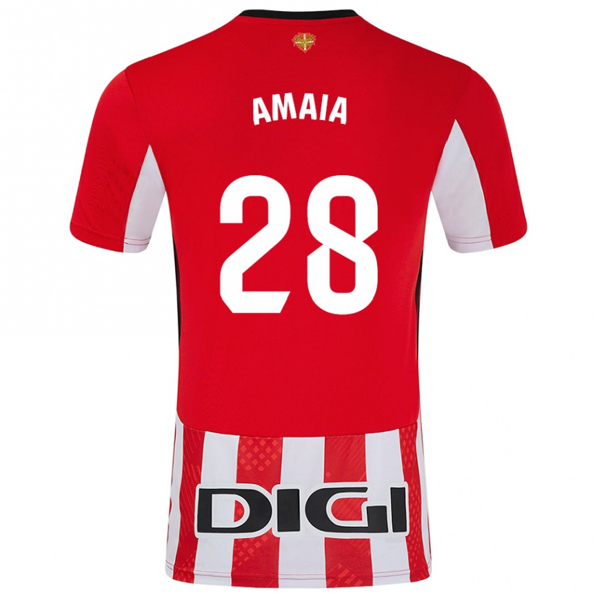 Enfant Football Maillot Amaia Martinez De La Peña #28 Rouge Blanc Tenues Domicile 2024/25 Canada