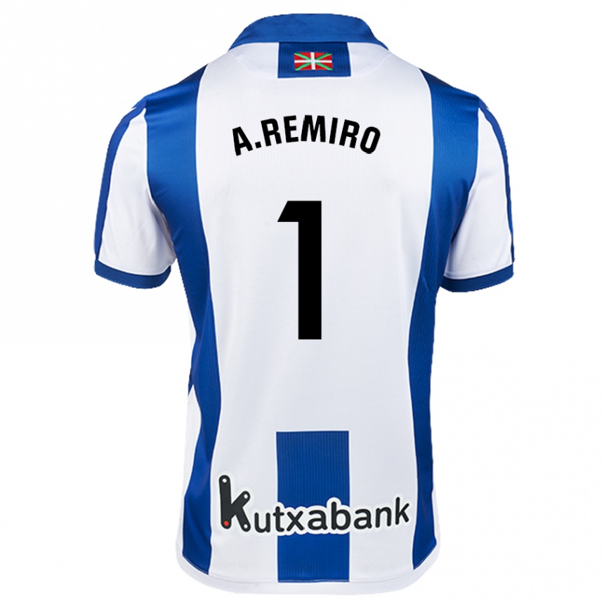 Enfant Football Maillot Álex Remiro #1 Blanc Bleu Tenues Domicile 2024/25 Canada