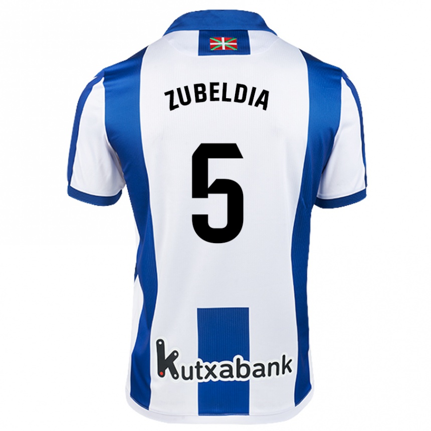 Kids Football Igor Zubeldia #5 White Blue Home Jersey 2024/25 T-Shirt Canada