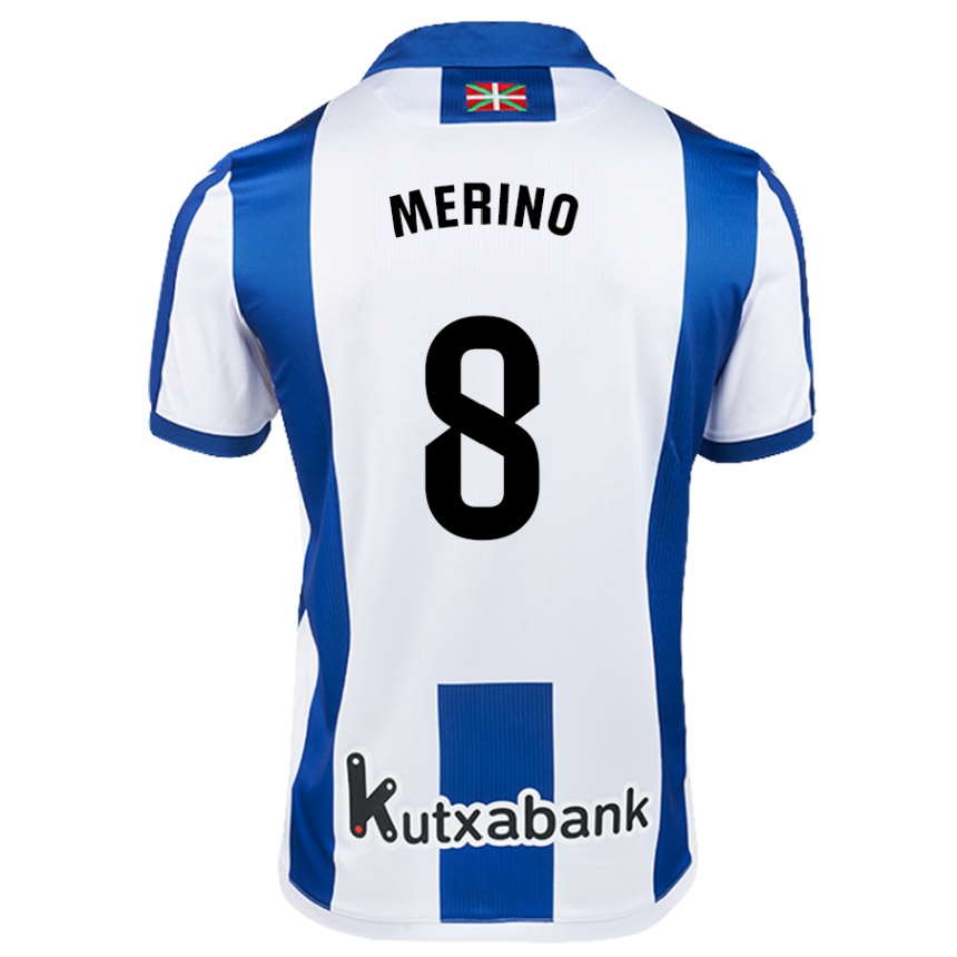 Enfant Football Maillot Mikel Merino #8 Blanc Bleu Tenues Domicile 2024/25 Canada