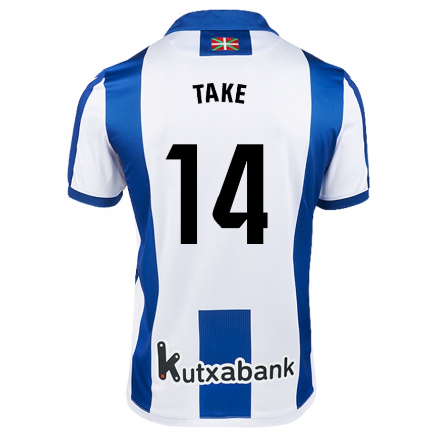 Kids Football Takefusa Kubo #14 White Blue Home Jersey 2024/25 T-Shirt Canada