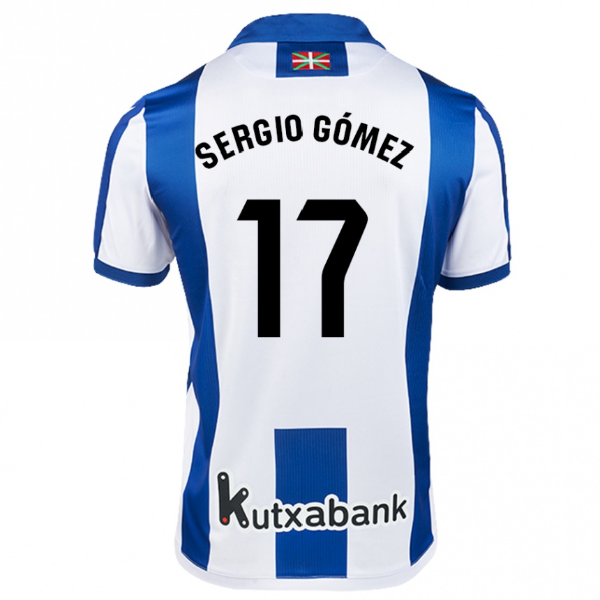 Enfant Football Maillot Sergio Gómez #17 Blanc Bleu Tenues Domicile 2024/25 Canada