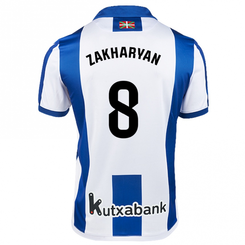 Enfant Football Maillot Arsen Zakharyan #8 Blanc Bleu Tenues Domicile 2024/25 Canada