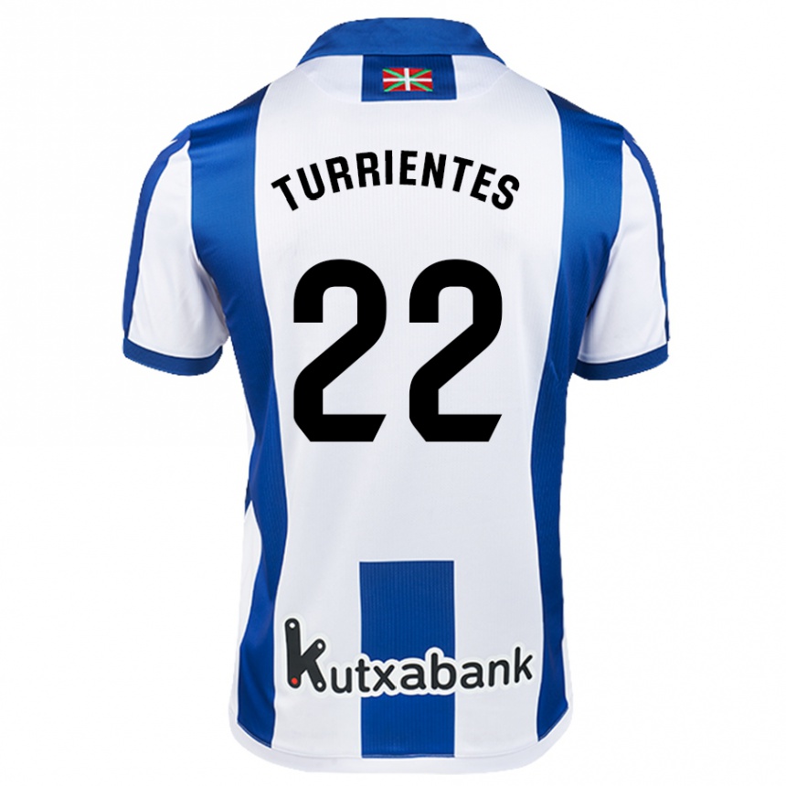 Kids Football Beñat Turrientes #22 White Blue Home Jersey 2024/25 T-Shirt Canada