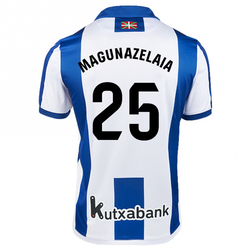 Enfant Football Maillot Jon Magunazelaia #25 Blanc Bleu Tenues Domicile 2024/25 Canada