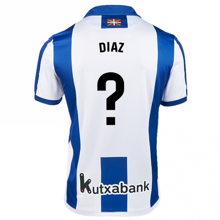 Kids Football Dani Díaz #0 White Blue Home Jersey 2024/25 T-Shirt Canada