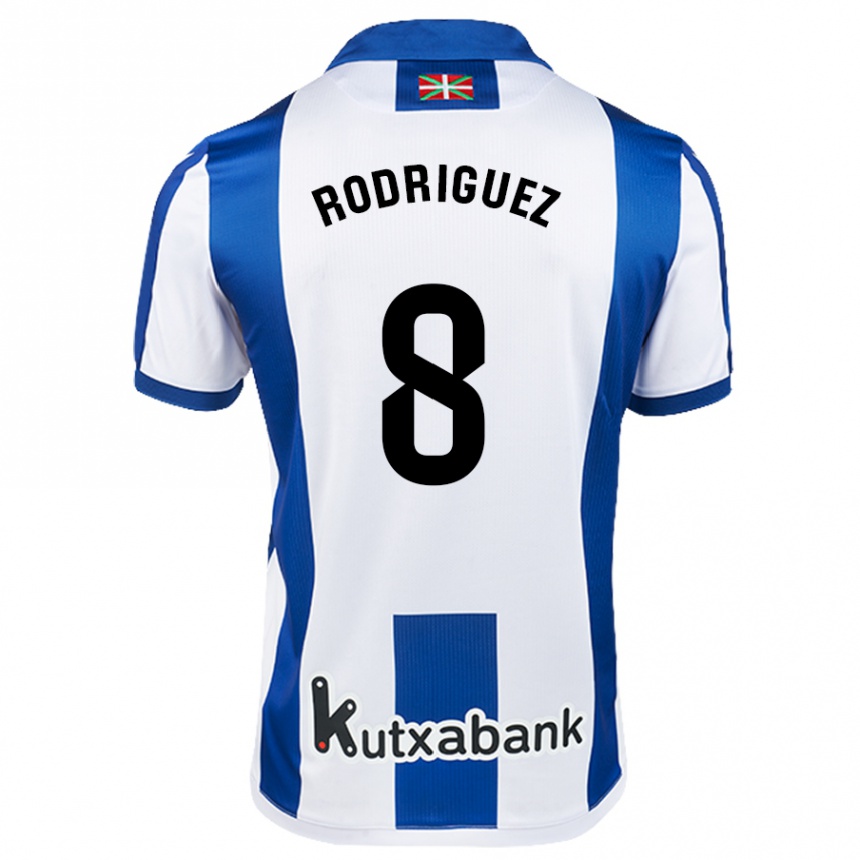 Enfant Football Maillot Mikel Rodriguez #8 Blanc Bleu Tenues Domicile 2024/25 Canada