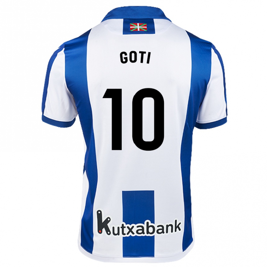 Kids Football Mikel Goti #10 White Blue Home Jersey 2024/25 T-Shirt Canada