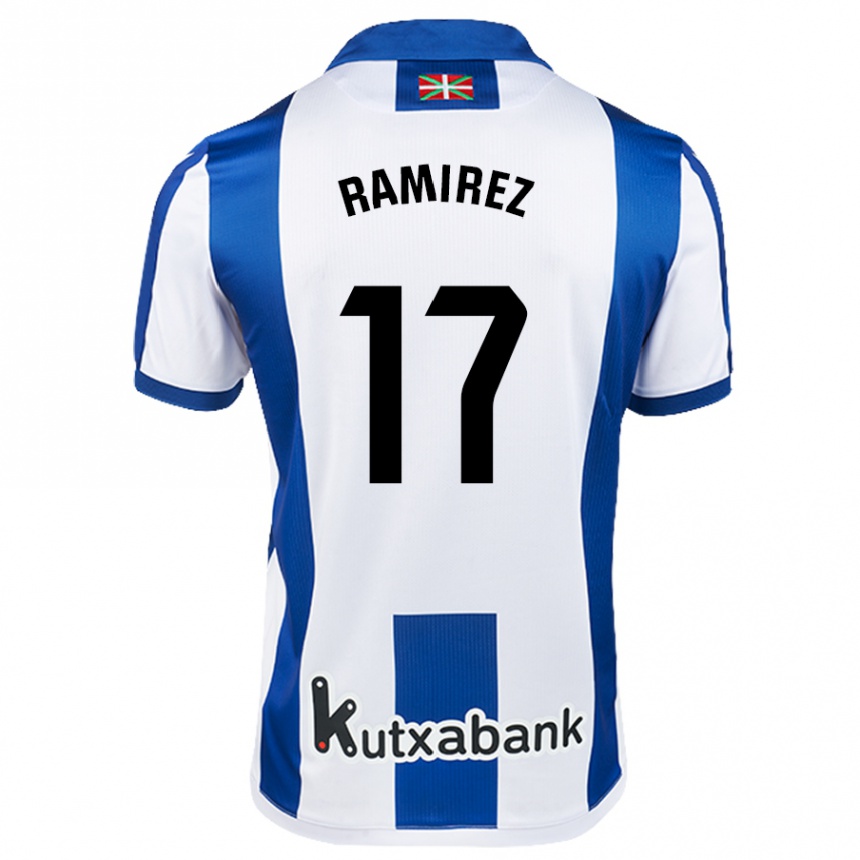 Enfant Football Maillot Darío Ramirez #17 Blanc Bleu Tenues Domicile 2024/25 Canada