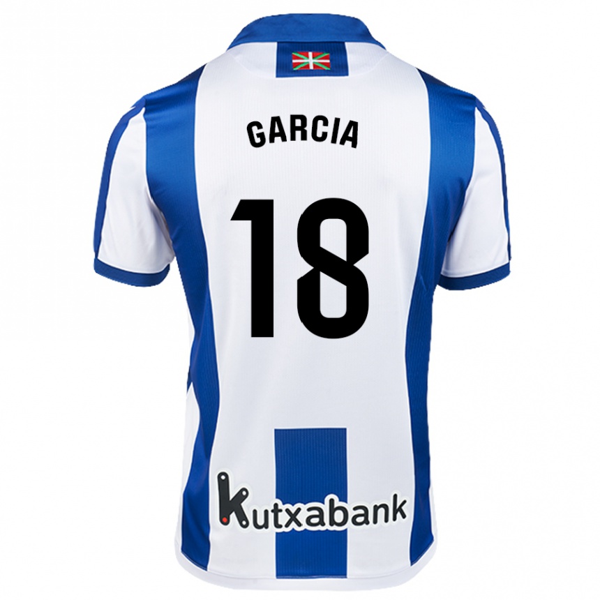 Enfant Football Maillot Eder García #18 Blanc Bleu Tenues Domicile 2024/25 Canada