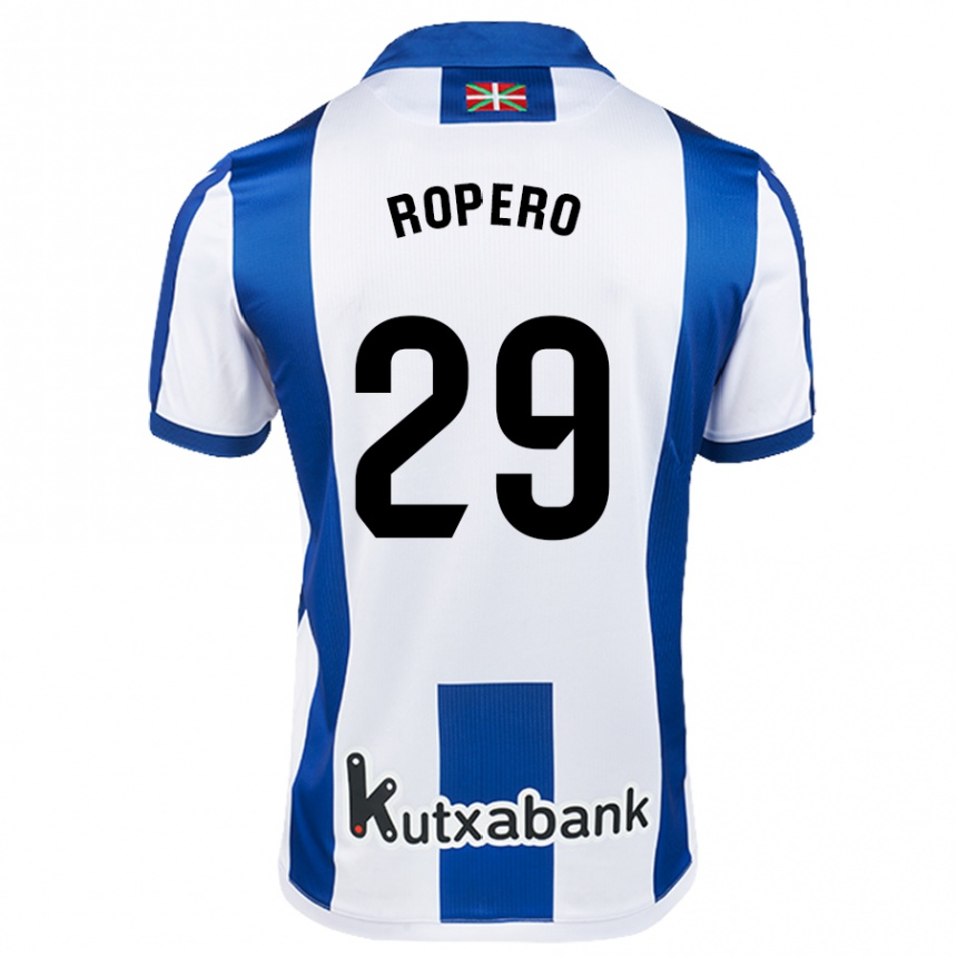 Kids Football Iker Ropero #29 White Blue Home Jersey 2024/25 T-Shirt Canada