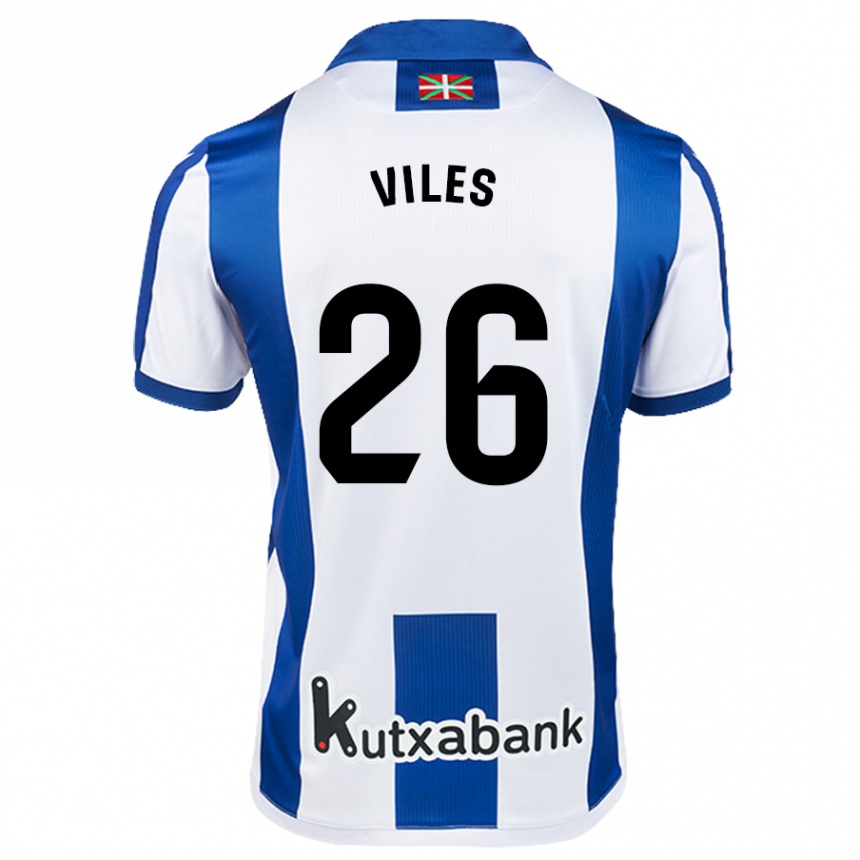 Kids Football Elene Viles #26 White Blue Home Jersey 2024/25 T-Shirt Canada