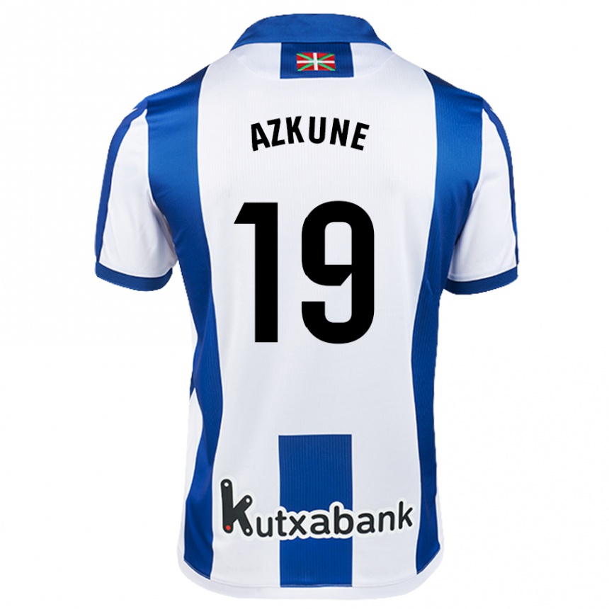 Kids Football Ekain Azkune #19 White Blue Home Jersey 2024/25 T-Shirt Canada