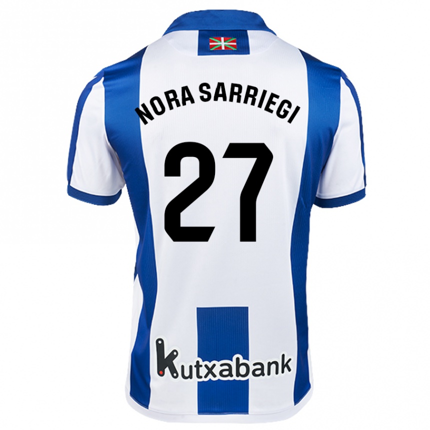 Enfant Football Maillot Nora Sarriegi Galdos #27 Blanc Bleu Tenues Domicile 2024/25 Canada