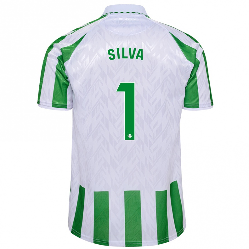 Kids Football Rui Silva #1 Green White Stripes Home Jersey 2024/25 T-Shirt Canada