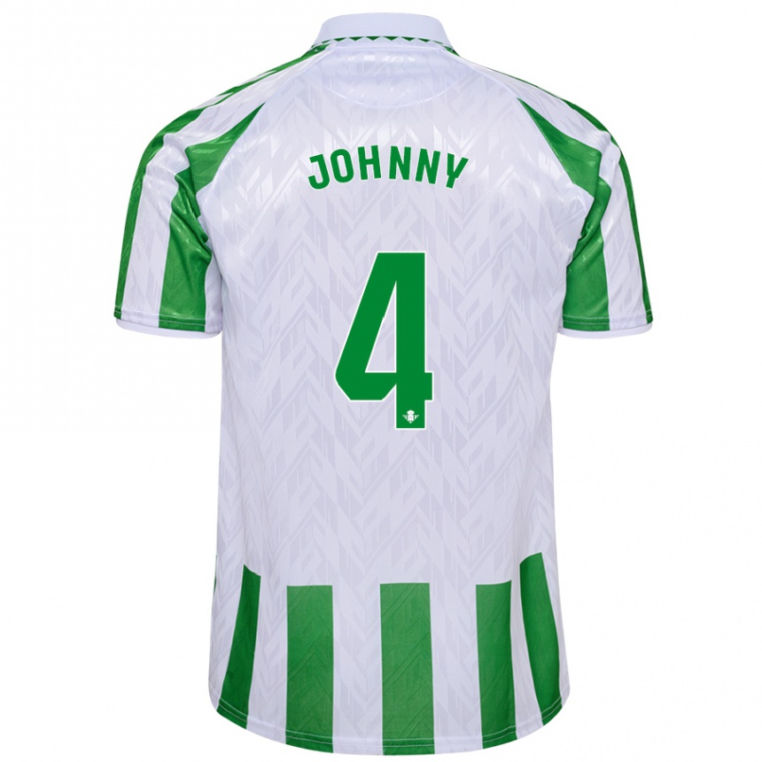 Kids Football Johnny Cardoso #4 Green White Stripes Home Jersey 2024/25 T-Shirt Canada