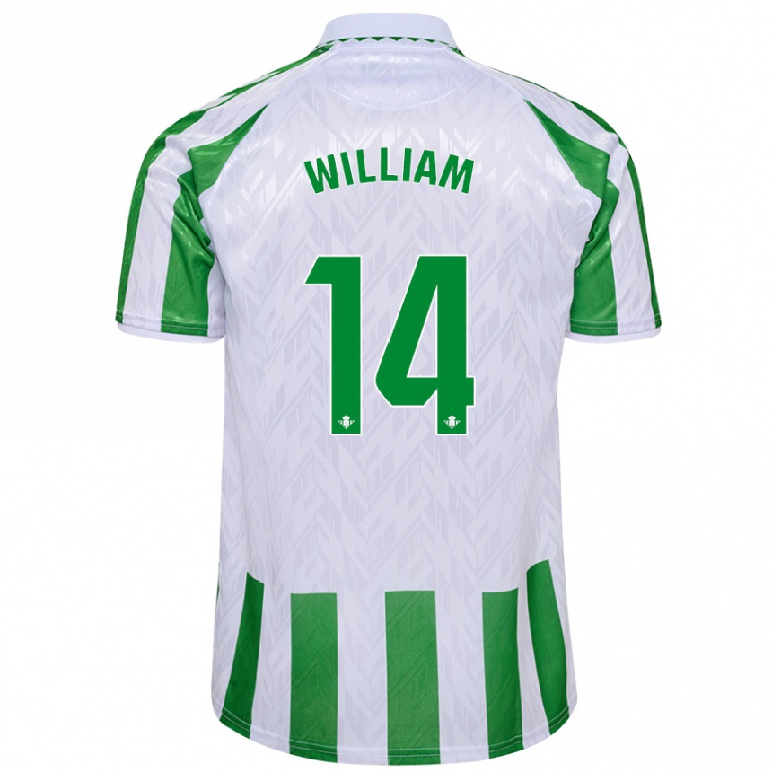 Kids Football William Carvalho #14 Green White Stripes Home Jersey 2024/25 T-Shirt Canada