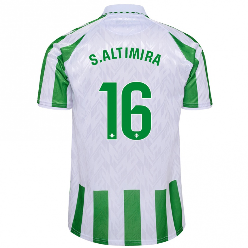 Kids Football Sergi Altimira #16 Green White Stripes Home Jersey 2024/25 T-Shirt Canada