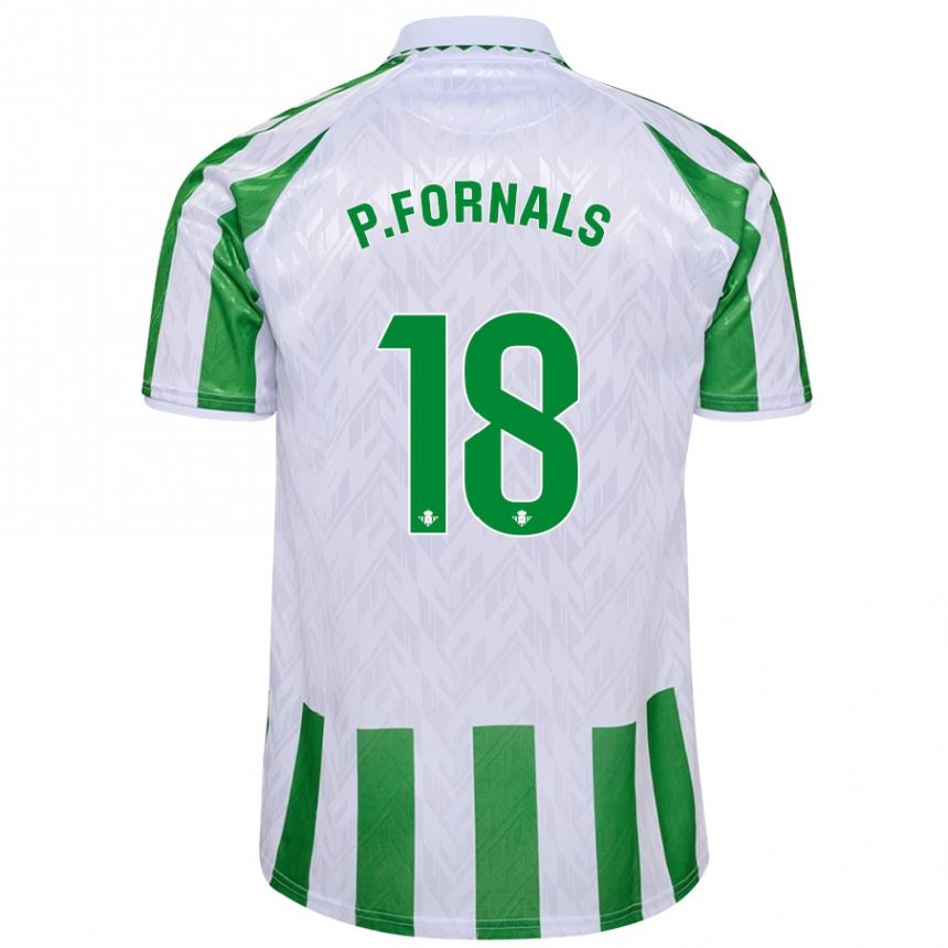 Enfant Football Maillot Pablo Fornals #18 Rayures Vertes Et Blanches Tenues Domicile 2024/25 Canada